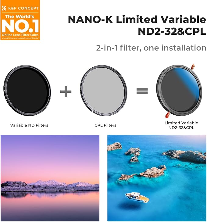 K&F Concept 67mm Variable ND2-32 & Circular Polarizing Lens Filter 2 in 1-18 - Image 2