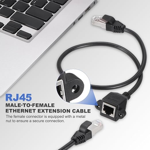 MECCANIXITY Cat6 Ethernet Extension Cable, 6.6Ft RJ45 Male to Female Screw - Image 4