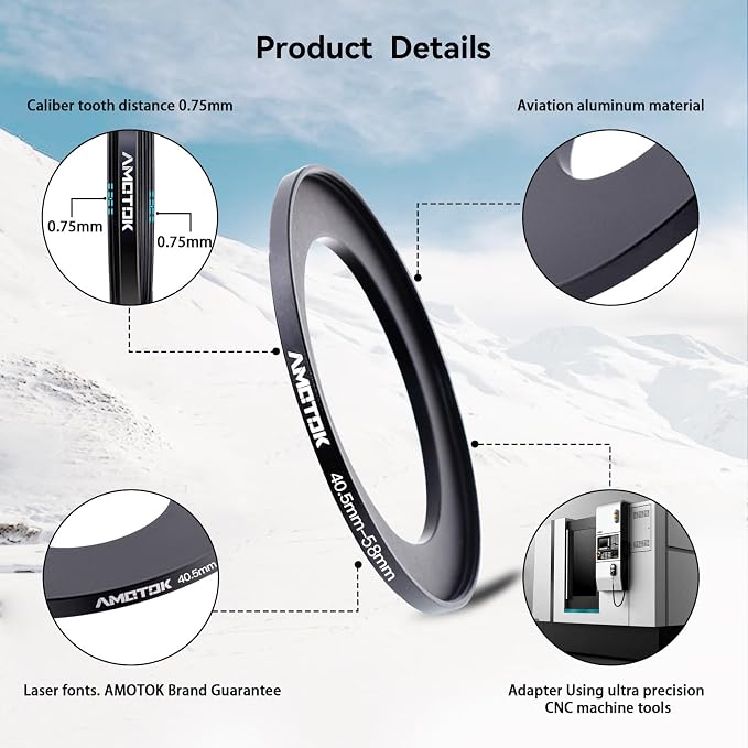 40.5mm Lens to 58mm Camera Lens Adapter, 40.5mm to 58mm Filter Step up Ring - Image 3