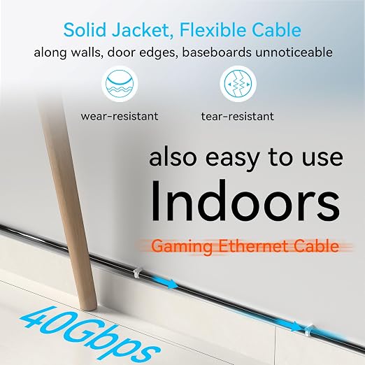Sokqovt Cat 8 Ethernet Cable Slim 15ft Outdoor&Indoor, Pure Copper Cat8 - Image 6