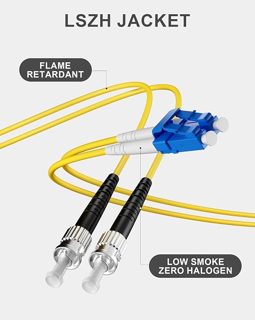 6 Pack LC to ST OS1 Fiber Patch Cable 1M, Singlemode Duplex Fiber ST to LC - Image 5