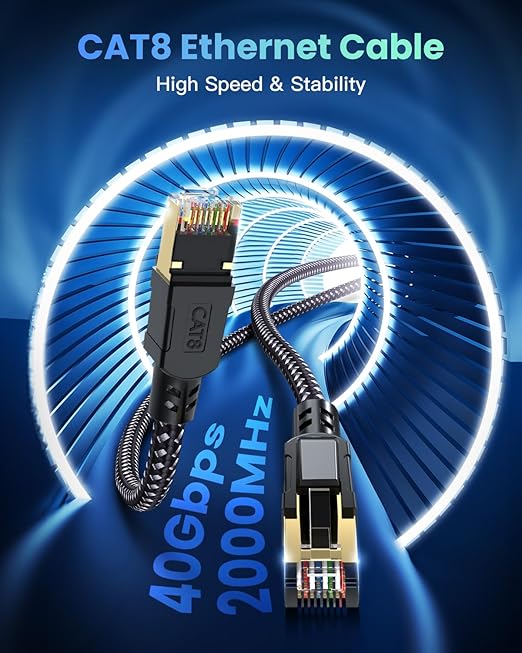 BUSOHE Cat 8 Ethernet Cable 6 FT, High Speed 40Gbps 2000Mhz Braided Network - Image 2