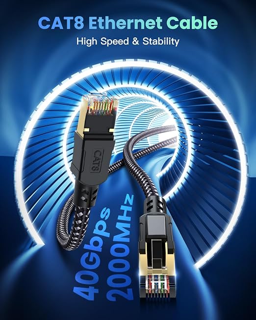 BUSOHE Cat 8 Ethernet Cable 65 FT, 40Gbps 2000MHz High Speed S/FTP LAN Cable - Image 2