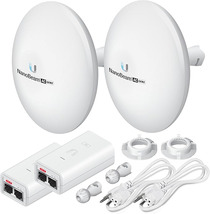 Wireless Bridge NBE-5AC-GEN2 PRE-CONFIGURED Bundle of 2 Ubiquiti NanoBeam 5AC by GOODSTORY