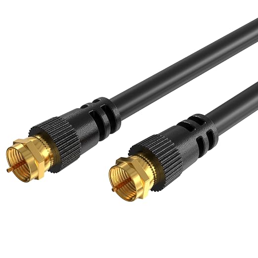 Cables Direct Online Pack of 2 x Coaxial Cables 3FT Black Coax RG6 Male F Type by CablesDirect