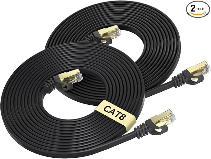 BUSOHE Cat 8 Ethernet Cable 15 FT 2-Pack, 40Gbps 2000MHz Cat8 High Speed Flat by BUSOHE