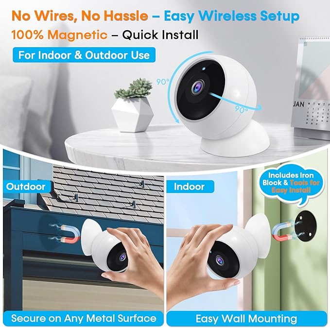 AMTIFO Security Cameras Wireless Outdoor: Magnetic 2-Pack Install-Free Indoor - Image 2