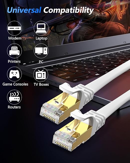 BUSOHE Cat 8 Ethernet Cable 150 FT, 40Gbps 2000Mhz High Speed Flat Cat8 Cable - Image 7