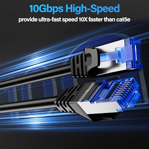 Cat6A Ethernet Cable Shielded 10Gbps 200 ft, Slim Shielded Ethernet Cable Cat 6 - Image 2