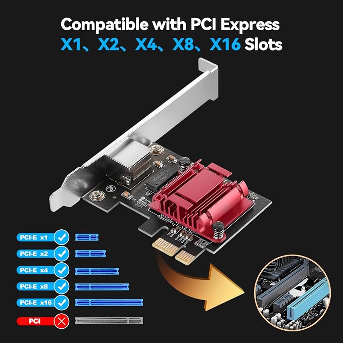 5Gbps PCIe Network Adapter, RTL8126 Chip Multi-Gigabit Ethernet Card PCIe 3.1 X1 - Image 6