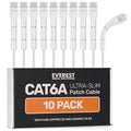 Everest Ultra Slim Cat6a Ethernet Patch Cables 0.5ft White by EverestMediaSolutions