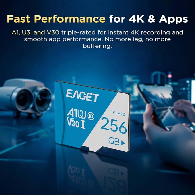 EAGET 1-Pack 256GB TF Memory Card Up to 100MB/s Read 70MB/s Write - Image 7