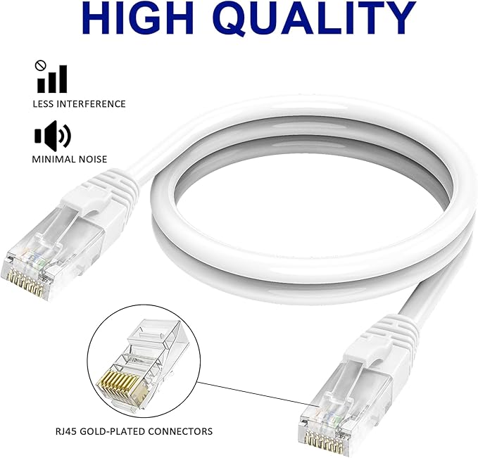 Adoreen Cat 6 Ethernet Cable 200 Ft-White, Outdoor & Indoor Snagless Long Round - Image 3