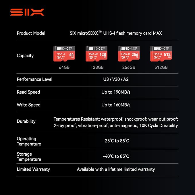 SIX M200 256GB Micro SD Card Read Up to 190MB/s - Image 9