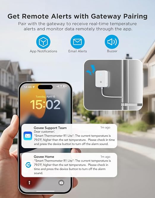 GoveeLife Refrigerator Freezer Thermometer 1 Pack, Smart APP Alerts - Image 4