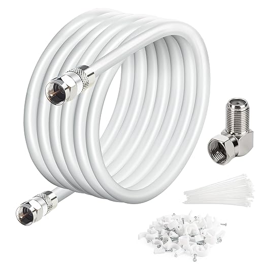 Elecan 50 Ft RG6 Coaxial Coax Cable Connectors Set, Quad Shielded High-Speed by Elecan