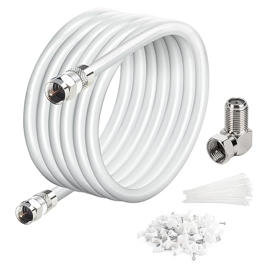 Elecan 40 Ft RG6 Coaxial Coax Cable Connectors Set, Quad Shielded High-Speed by Elecan