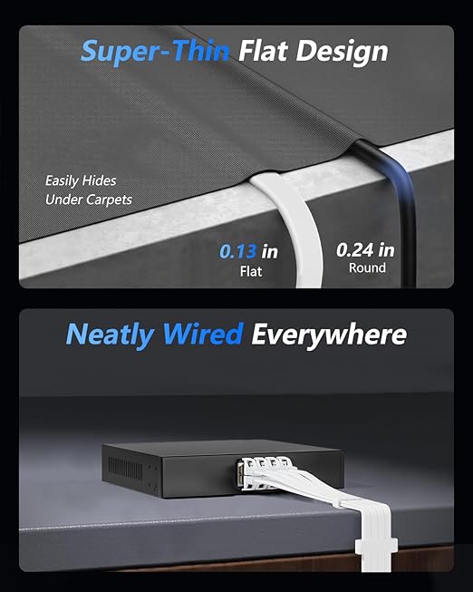 BUSOHE Cat 8 Ethernet Cable 60 FT, 40Gbps 2000Mhz High Speed Flat Cat8 Cable - Image 4