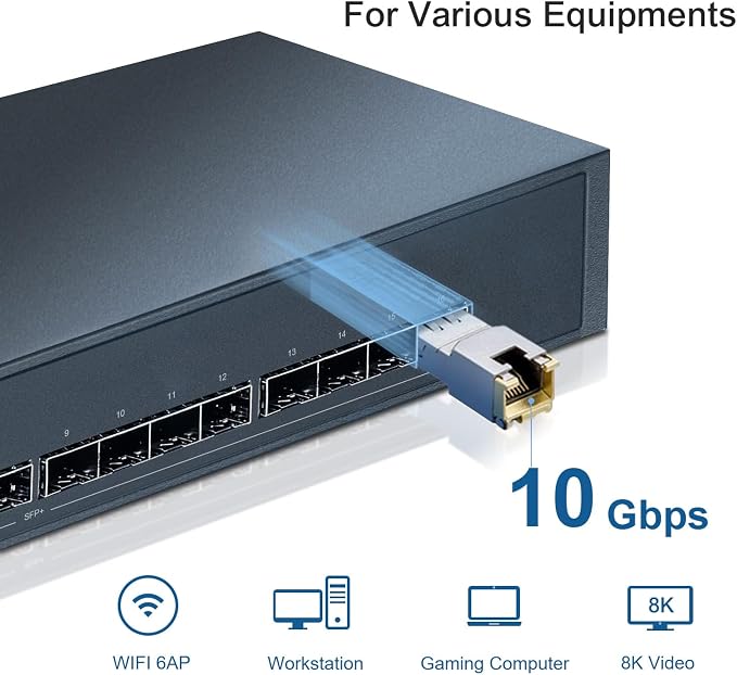 QSFPTEK 10GBase-T SFP+ to RJ45, 10G Copper Module, 10Gbe T Mini Gbic 10 Gigabit - Image 3