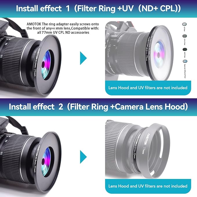 40.5mm Lens to 77mm Camera Lens Adapter, 40.5mm to 77mm Filter Step up Ring - Image 6