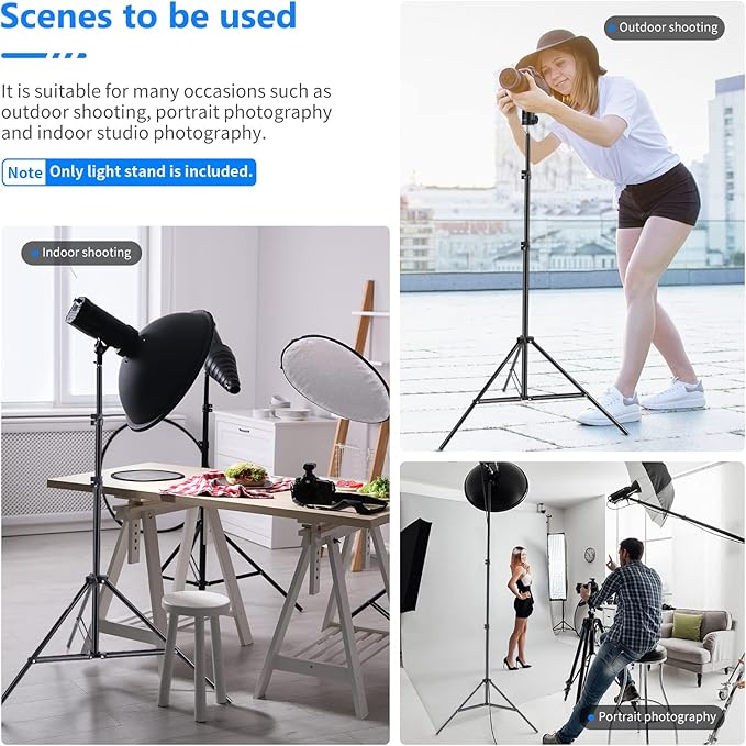 Neewer Photography Light Stand, 3-6.6ft/92-200cm Adjustable Sturdy Tripod Stand - Image 4