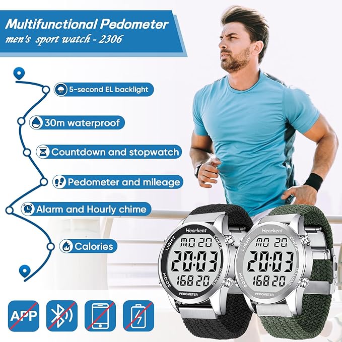 Hearkent Pedometer Watch for Walking Steps and Miles-Men&Women-Step Counter for - Image 3