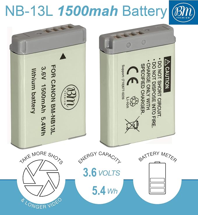 BM Premium NB-13L Battery for Canon PowerShot SX740 HS, G1 X Mark III, G5 X - Image 2