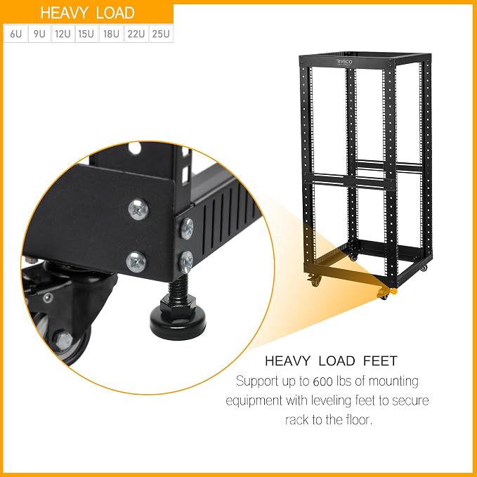 RIVECO 9U Open Frame Server Rack - Image 5