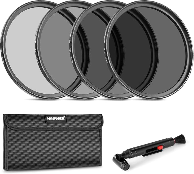 NEEWER 62mm ND Lens Filter Kit: ND2 ND4 ND8 ND16, Lens Cleaning Pen, Filter by Neewer