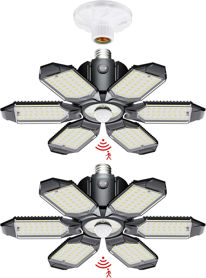 LED Garage Light Motion Sensor - 200W Deformable Garage Lights Ceiling LED by Craftersmark