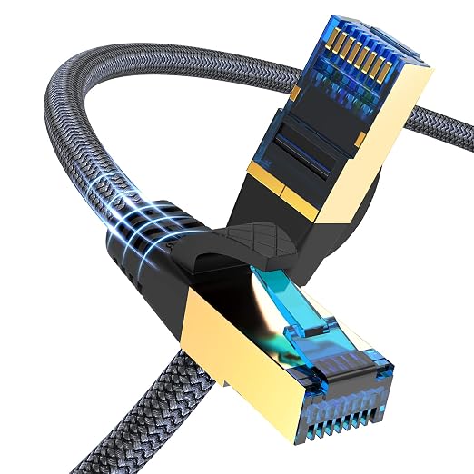 Cat 8 Ethernet Cable 15ft, Indoor Nylon Braided Cat 8 Cable, Heavy Duty 26AWG by Ciwoda