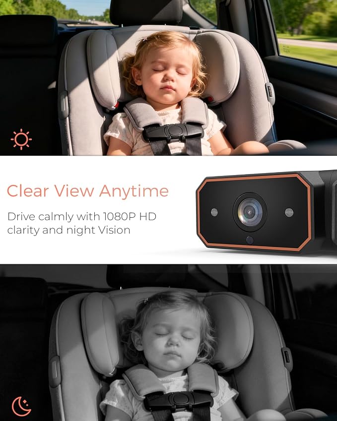 Wireless Baby Car Camera, Babyvue BV6 1080P HD Baby Car Monitor - Image 4