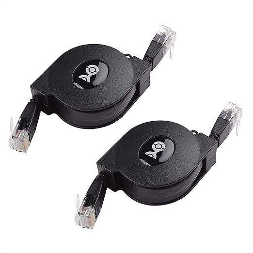 Cable Matters 2-Pack Retractable Ethernet Cable 3ft Supporting 10/100/1000 Mbps by CableMatters