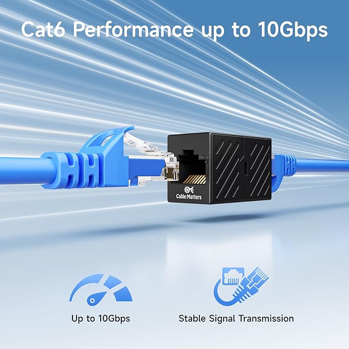 Cable Matters 2-Pack 10Gbps Cat 6 Ethernet Coupler in Black, Compatible - Image 3