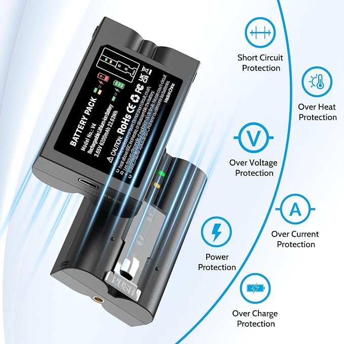 7200mAh Replacement Battery for Ring Doorbell, Rechargeable Camera Batteries - Image 3