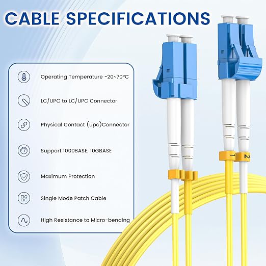 SpeedyCables- OS2 LC to LC Fiber Patch Cable 5M 6-Pack, 1G/10Gb 9/125um Single - Image 5