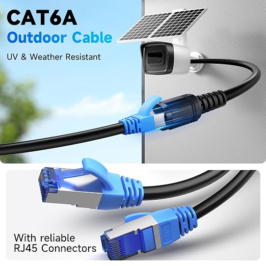 Cat6A Outdoor Ethernet Cable 150 ft, 23AWG 10Gbps 550MHz high-Speed CAT6A Cable - Image 3