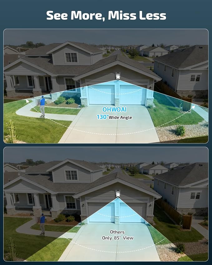《130°Wide Angle & Two-Way Audio》Wireless Security Camera System Outdoor - Image 2