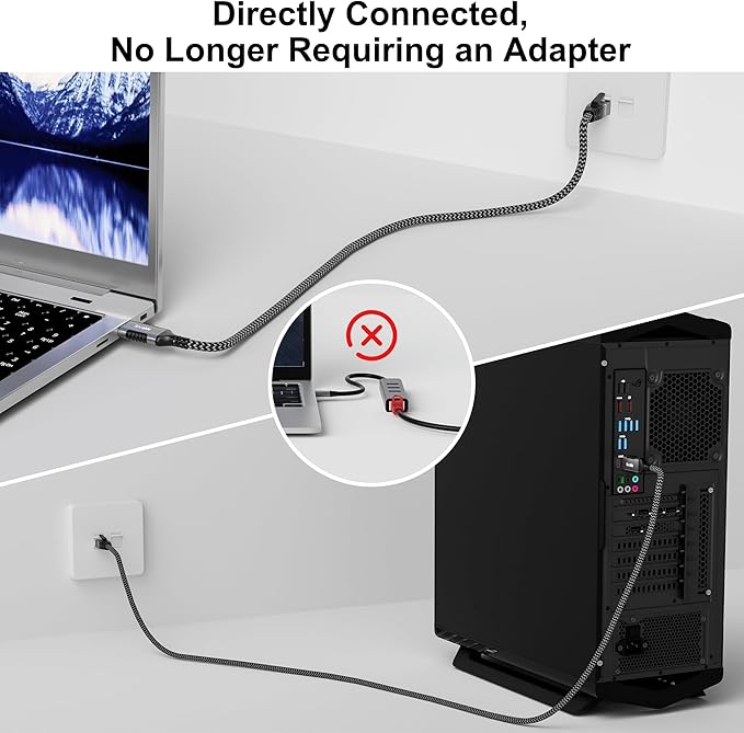 USB to Ethernet Cable 4 FT, 3.0 A Male to RJ45 Male Cord, Directly Connected - Image 2