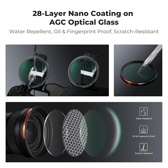 K&F CONCEPT 55mm Magnetic 1s Swap 5-Pack: CPL + VND2-32 + Black Diffusion 1/4 + - Image 4