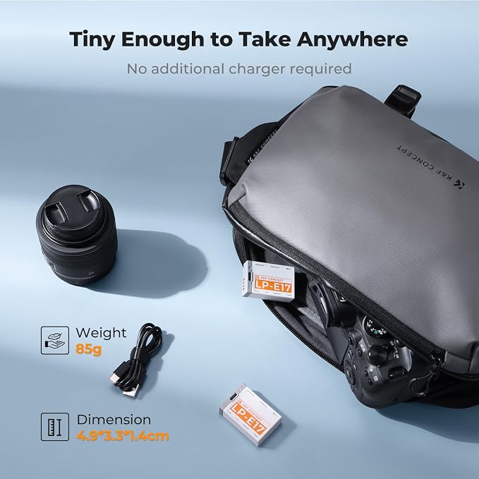 K&F CONCEPT 2-Pack LP-E17 Battery, USB-C R50 Battery Compatible - Image 8