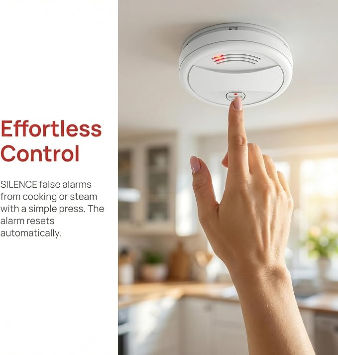 12 Pack Photoelectric Smoke Detector, 10-Year Battery Operated Fire Alarm - Image 7
