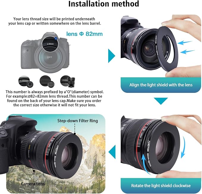 82mm Lens to 55mm Camera Lens Adapter, 82mm to 55mm Filter Step-Down Ring - Image 5