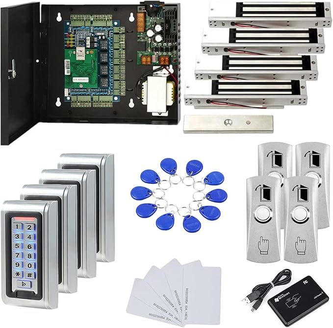 Water Proof Metal Keypad Reader 4 Doors Access Control Kit Outdoor Install by MENGQI-CONTROL
