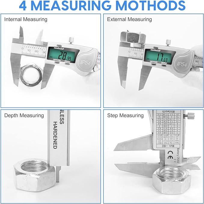 Digital Caliper Measuring Tool, IP54 Waterproof Electronic Micrometer Caliper - Image 6