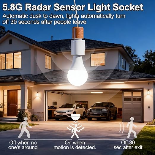 Motion Sensor Light Socket, Auto On/Off Smart Light Socket Adapter - Image 2