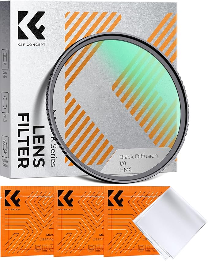 K&F CONCEPT 52mm Black Diffusion 1/8 Filter, Mist Dreamy Cinematic Effect Filter by KFCONCEPT