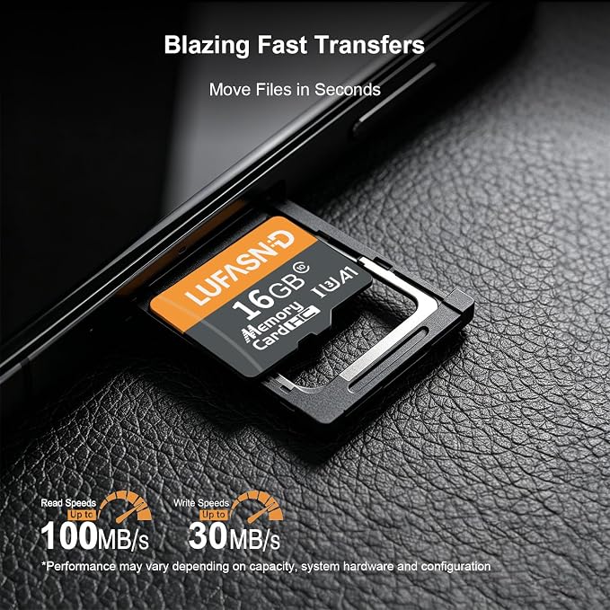 2-Pack 16GB Micro SD Card with Adapter, High Speed U3 C10 V30 SDXC Memory Card - Image 2