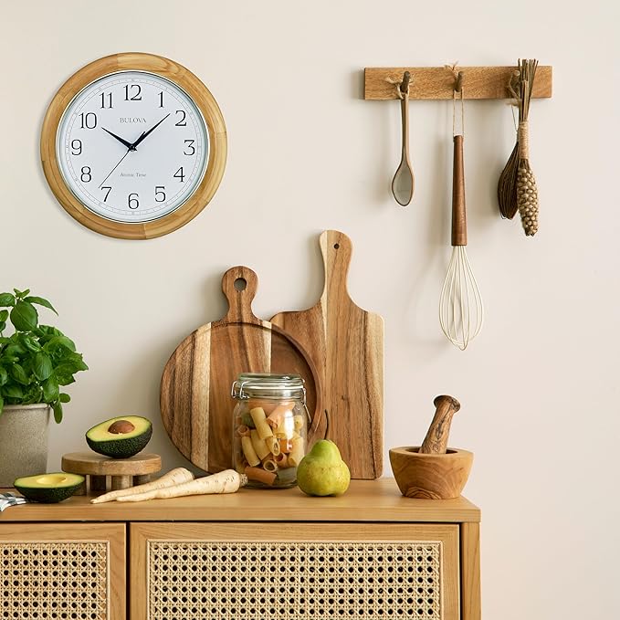 Bulova C5005 Wooden Atomic Analog Wall Clock | Automatically Sets Time | Large - Image 6