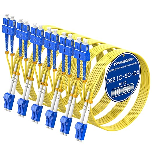 SpeedyCables- OS2 LC to SC Single Mode Fiber Patch Cable 5M/16ft 6-Pack by SpeedyCables